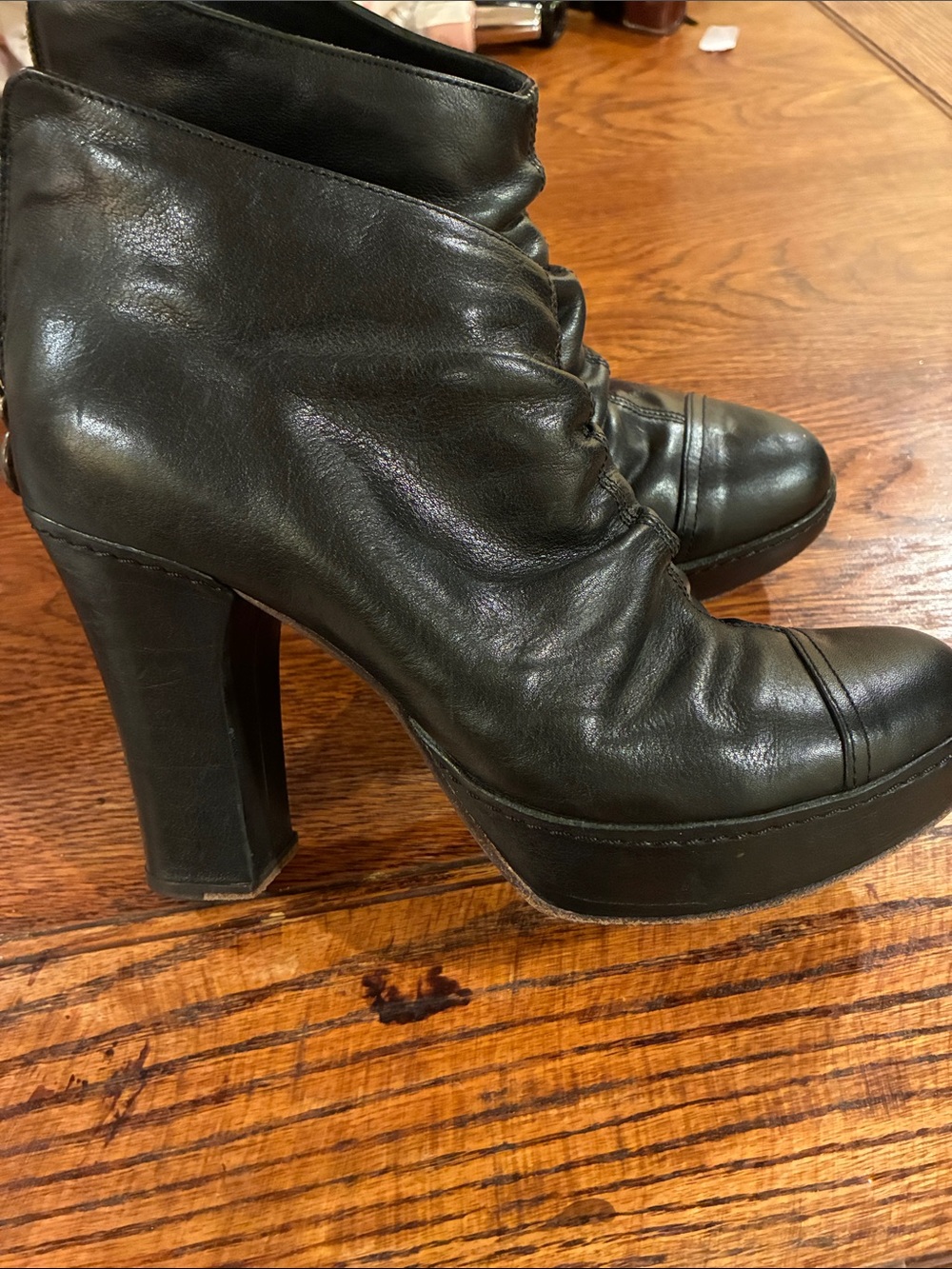 Fiorentini + Baker Black Leather Platform Ankle Boots